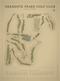 Grandote Peaks Golf Club course map poster, Vintage style, 12×16 / 18×24