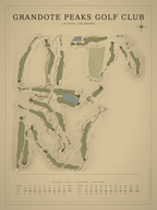 Grandote Peaks Golf Club course map poster, Vintage style, 12×16 / 18×24