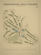 Grantwood Golf Course map poster, Vintage style, 12×16 / 18×24