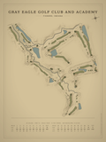 Gray Eagle Golf Club and Academy course map poster, Vintage style, 12×16 / 18×24