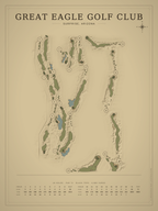 Great Eagle Golf Club course map poster, Vintage style, 12×16 / 18×24