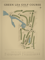 Green Lea Golf Course map poster, Vintage style, 12×16 / 18×24