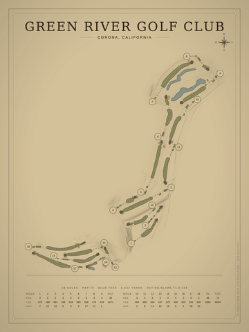 Green River Golf Club Course Map poster