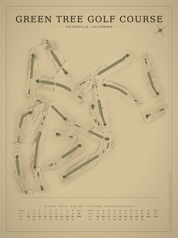 Green Tree Golf Course Map poster