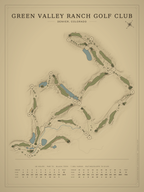 Green Valley Ranch Golf Club course map poster, Vintage style, 12×16 / 18×24