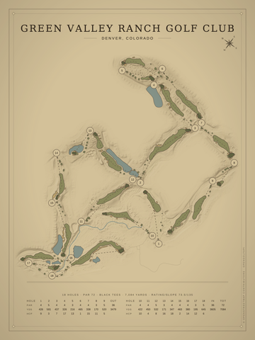 Green Valley Ranch Golf Club Course Map poster