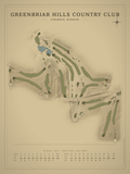 Greenbriar Hills Country Club course map poster, Vintage style, 12×16 / 18×24