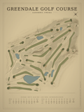Greendale Golf Course map poster, Vintage style, 12×16 / 18×24