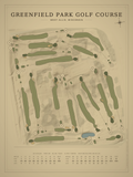 Greenfield Park Golf Course map poster, Vintage style, 12×16 / 18×24