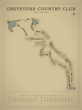 Greystone Country Club course map poster, Vintage style, 12×16 / 18×24