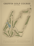 Griffin Golf Course map poster, Vintage style, 12×16 / 18×24