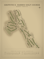 Griffith E. Harris Golf Course map poster, Vintage style, 12×16 / 18×24