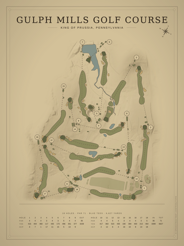 Gulph Mills Golf Course Map poster
