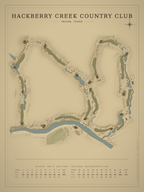 Hackberry Creek Country Club course map poster, Vintage style, 12×16 / 18×24