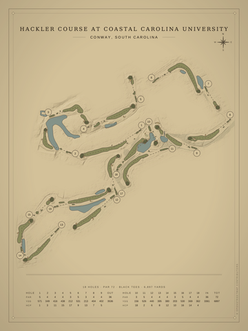 Hackler Course at Coastal Carolina University Course Map poster