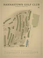 Hannastown Golf Club course map poster, Vintage style, 12×16 / 18×24
