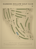 Harkers Hollow Golf Club course map poster, Vintage style, 12×16 / 18×24