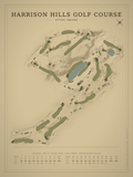 Harrison Hills Golf Course map poster, Vintage style, 12×16 / 18×24