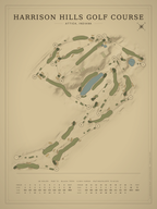 Harrison Hills Golf Course map poster, Vintage style, 12×16 / 18×24