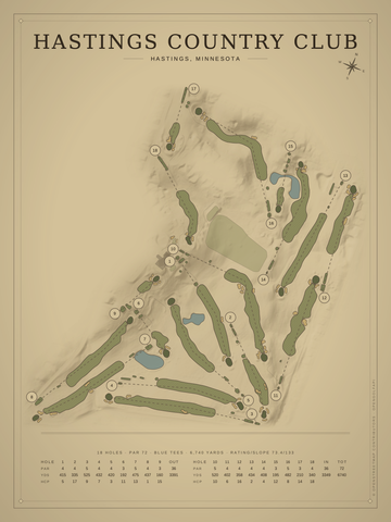 Hastings Country Club Course Map poster