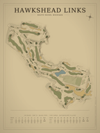 HawksHead Links course map poster, Vintage style, 12×16 / 18×24