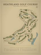 Heathland Golf Course map poster, Vintage style, 12×16 / 18×24