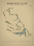Heritage Club course map poster, Vintage style, 12×16 / 18×24