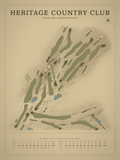 Heritage Country Club course map poster, Vintage style, 12×16 / 18×24