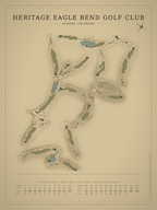 Heritage Eagle Bend Golf Club course map poster, Vintage style, 12×16 / 18×24