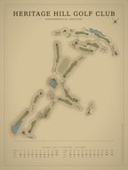 Heritage Hill Golf Club course map poster, Vintage style, 12×16 / 18×24