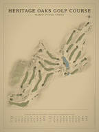 Heritage Oaks Golf Course map poster, Vintage style, 12×16 / 18×24