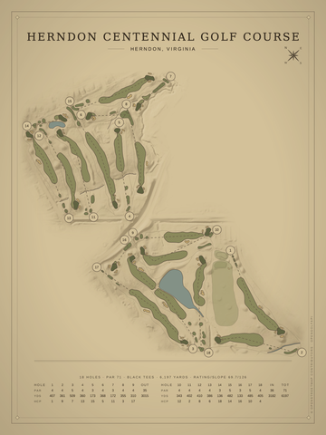 Herndon Centennial Golf Course Map poster
