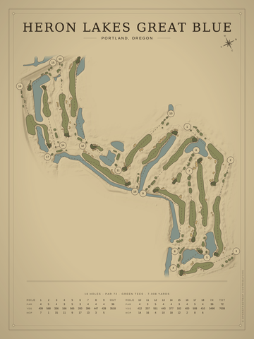 Heron Lakes Great Blue Course Map poster