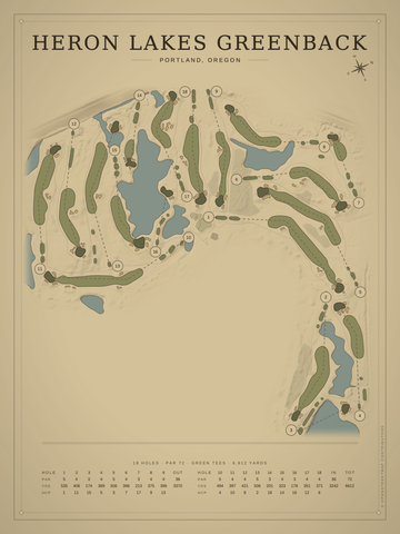 Heron Lakes Greenback Course Map poster