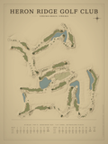 Heron Ridge Golf Club course map poster, Vintage style, 12×16 / 18×24