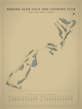 Herons Glen Golf and Country Club course map poster, Vintage style, 12×16 / 18×24