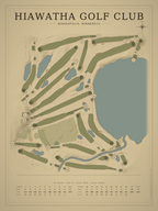 Hiawatha Golf Club course map poster, Vintage style, 12×16 / 18×24