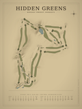 Hidden Greens course map poster, Vintage style, 12×16 / 18×24