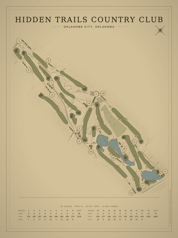 Hidden Trails Country Club Course Map poster