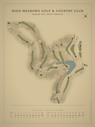 High Meadows Golf & Country Club Course Map poster