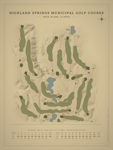Highland Springs Municipal Golf Course Map poster
