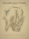 Hillside Golf Course map poster, Vintage style, 12×16 / 18×24