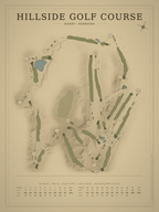 Hillside Golf Course map poster, Vintage style, 12×16 / 18×24