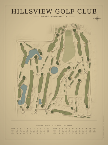 Hillsview Golf Club Course Map poster