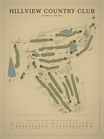 Hillview Country Club Course Map poster