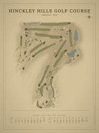 Hinckley Hills Golf Course map poster, Vintage style, 12×16 / 18×24