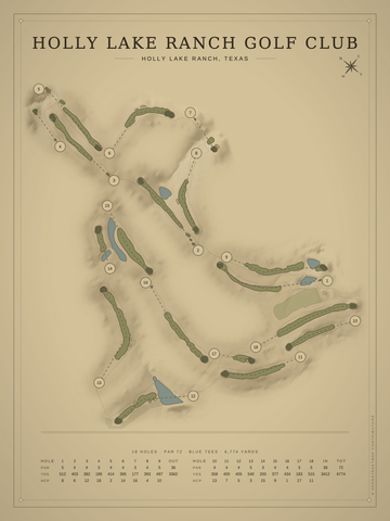 Holly Lake Ranch Golf Club Course Map poster