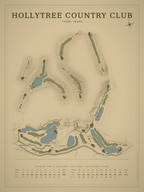 Hollytree Country Club course map poster, Vintage style, 12×16 / 18×24