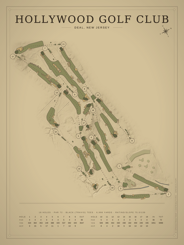 Hollywood Golf Club Course Map poster