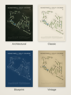 Honeywell Golf Course map poster in four styles: Architectural, Classic, Blueprint and Vintage